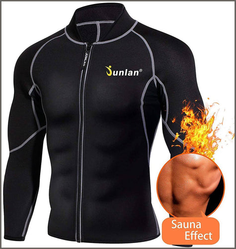 Men Sweat Neoprene Weight Loss Sauna Suit Workout Shirt Body Shaper Fitness Jacket - 