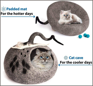 MEOWFIA Premium Felt Cat Bed Cave (Medium) - 