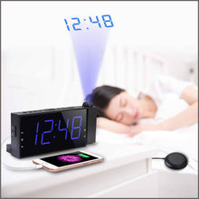 Load image into Gallery viewer, Mesqool Projection Alarm Clock with Bed Shaker, Loud Alarm Sound &amp; Vibrating Projector Clock for Heavy Sleepers - 
