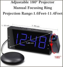 Load image into Gallery viewer, Mesqool Projection Alarm Clock with Bed Shaker, Loud Alarm Sound &amp; Vibrating Projector Clock for Heavy Sleepers - 
