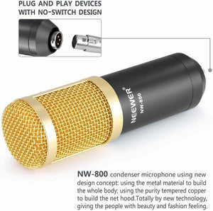 Microphone Condenser+Shock Mount Professional Broadcasting Recording - 