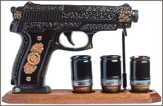 Military Gift_Decanter for Vodka Whiskey Brandy Alcohol Bottle Like Gun Pistol_Warrior's Decanters - 