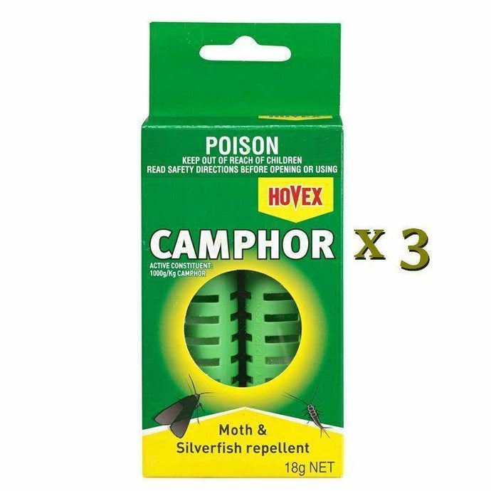 Moth and Silverfish Repellent HOVEX Camphor 18g x 3 Packs - 