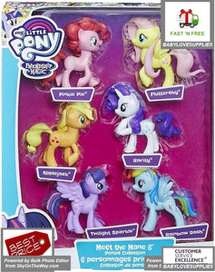 My Little Pony Collection Mane 3" 6 Ponies  Twilight Sparkle, Pinki Pie Rainbow - 