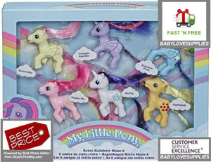 My Little Pony Collection Retro 6 Mane Ponies Pack Twilight Sparkle Pinky PIE - 