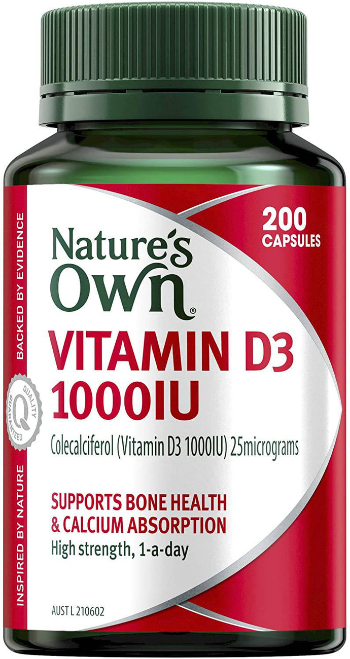 Nature's Own Vitamin D3 1000IU Calcium Absorption Bones  200 T - 