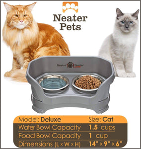 NEATER PET BRANDS Neater Feeder Cat Deluxe (Cat, Gunmetal Grey) - 