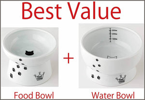 Necoichi Raised Cat Food and Water Bowl Set - 