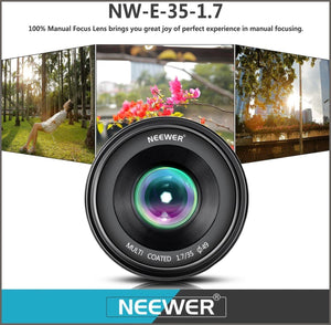 NEEWER 35mm F/1.7 Large Aperture Manual Prime Fixed Lens - 