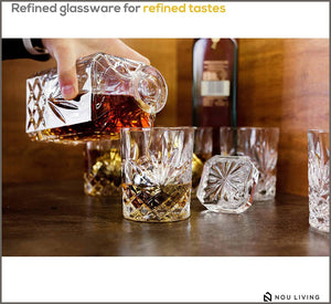 Nou Living 11 Pc Crystal Whiskey Decanter Set with Glasses – Classic Whiskey Decanter - 