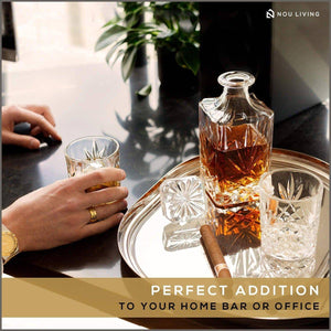 Nou Living 11 Pc Crystal Whiskey Decanter Set with Glasses – Classic Whiskey Decanter - 