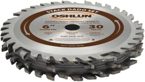 Oshlun SDS-0630 6-Inch 30 Tooth Stack Dado Set with 5/8-Inch Arbor - 