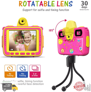 Ourlife Kids Camera Selfie Kids Waterproof Digital Cameras 1080P 8MP Pink - 