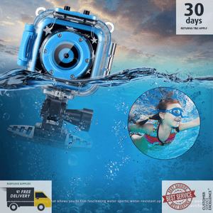 Ourlife Kids Waterproof Camera with Video Recorder Includes 8GB Memory Card Blue - 