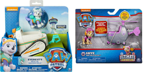 Paw Patrol Everest Snowmobile+Skye's Mini Helicopter set Nickelodeon USA IMPORT - 