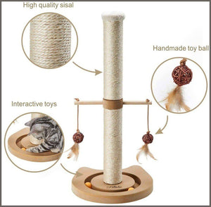 PEEKAB Cat Scratching Post Kitten Sisal Scratcher Tree Cat Tracking Interactive Toys - 