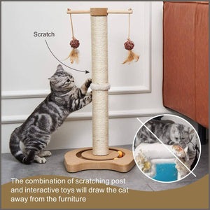 PEEKAB Cat Scratching Post Kitten Sisal Scratcher Tree Cat Tracking Interactive Toys - 