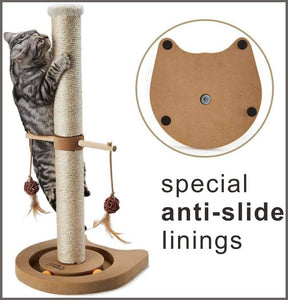 PEEKAB Cat Scratching Post Kitten Sisal Scratcher Tree Cat Tracking Interactive Toys - 