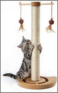 PEEKAB Cat Scratching Post Kitten Sisal Scratcher Tree Cat Tracking Interactive Toys - 