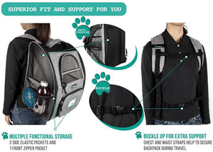 PetAmi Deluxe Pet Carrier Backpack for Small Cats and Dogs, Puppies Heather Gray - 