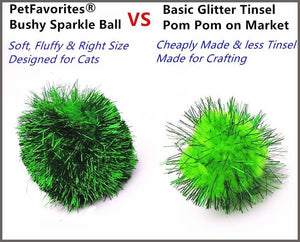 PetFavorites Bushy Sparkle Ball Cat Toy, Interactive Glitter Pom Pom Cat Toy Balls for Kittens, 36 Pack. - 