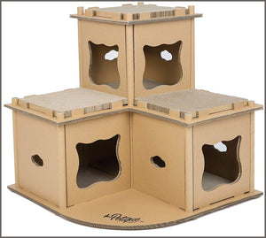 PETIQUE Feline Fortress Cat House, Kraft, One Size - 