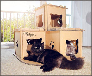 PETIQUE Feline Fortress Cat House, Kraft, One Size - 