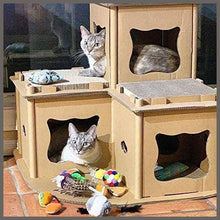 Load image into Gallery viewer, PETIQUE Feline Fortress Cat House, Kraft, One Size - 
