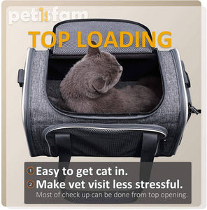 petisfam Top Load Cat Carrier for Medium Cats, Collapsible and Escape Proof - 