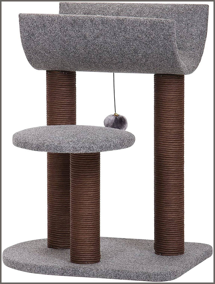 PetPals Cat Tree Cat Tower for Cat Activity with Scratching Postsand Toy Ball,Gray - 