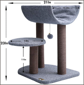 PetPals Cat Tree Cat Tower for Cat Activity with Scratching Postsand Toy Ball,Gray - 