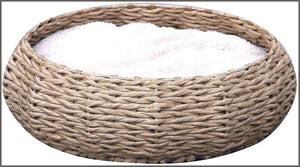 Petpals Hand Made Paper Rope Round Bed for Cat/Dog/Pet Sleep with Pillow, Natural - 