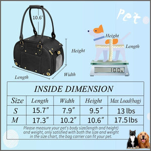 PetsHome Dog Carrier, Pet Carrier, Cat Carrier, Foldable Waterproof Premium Leather Pet Travel Portable Bag - 