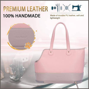 PetsHome Dog Carrier, Pet Carrier Purse, Dog Handbag Foldable Waterproof PU Leather Pet - 