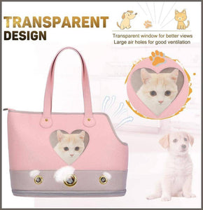 PetsHome Dog Carrier, Pet Carrier Purse, Dog Handbag Foldable Waterproof PU Leather Pet - 