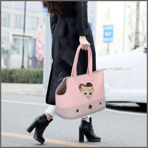 PetsHome Dog Carrier, Pet Carrier Purse, Dog Handbag Foldable Waterproof PU Leather Pet - 