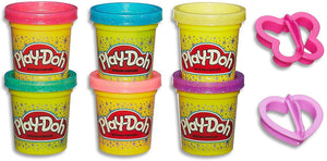 Play-Doh Sparkle Compound Variety Pack Cutters 6 Tubs Dough Creative Kids Toys - 