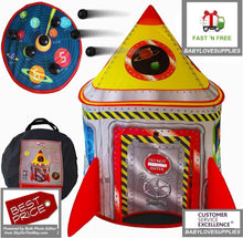 Load image into Gallery viewer, Playz 5-in-1 Rocket Ship Play Tent for Kids with Dart Board, Tic Tac Toe - 
