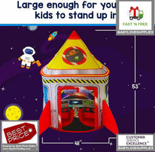 Load image into Gallery viewer, Playz 5-in-1 Rocket Ship Play Tent for Kids with Dart Board, Tic Tac Toe - 
