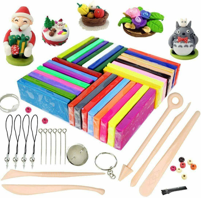 Polymer Clay, 32 Colours Oven Bake Polymer Clay Tools Storage Box - 