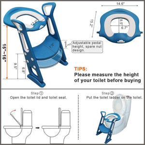 Potty Training Toilet Seat with Step Stool Ladder for Kids and Toddler, Sturdy Potty with Ladder - 