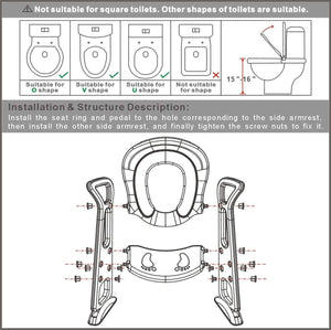 Potty Training Toilet Seat with Step Stool Ladder for Kids and Toddler, Sturdy Potty with Ladder - 