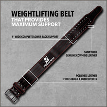 Load image into Gallery viewer, ProFitness Genuine Leather Workout Belt (4 Inches Wide) - 
