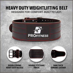 ProFitness Genuine Leather Workout Belt (4 Inches Wide) - 