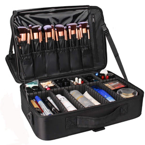 Relavel Makeup Train Case with Mirror 3 Layer Large Size Professional Cosmetic - 