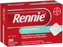 Load image into Gallery viewer, Rennie Indigestion Heartburn Relief Spearmint 96 Chewable - 
