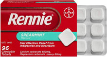 Load image into Gallery viewer, Rennie Indigestion Heartburn Relief Spearmint 96 Chewable - 
