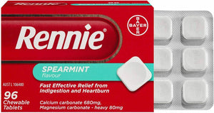 Rennie Indigestion Heartburn Relief Spearmint 96 Chewable - 
