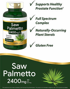 Saw Palmetto Extract  2400mg 120 Capsules Gluten Free Supplement - 