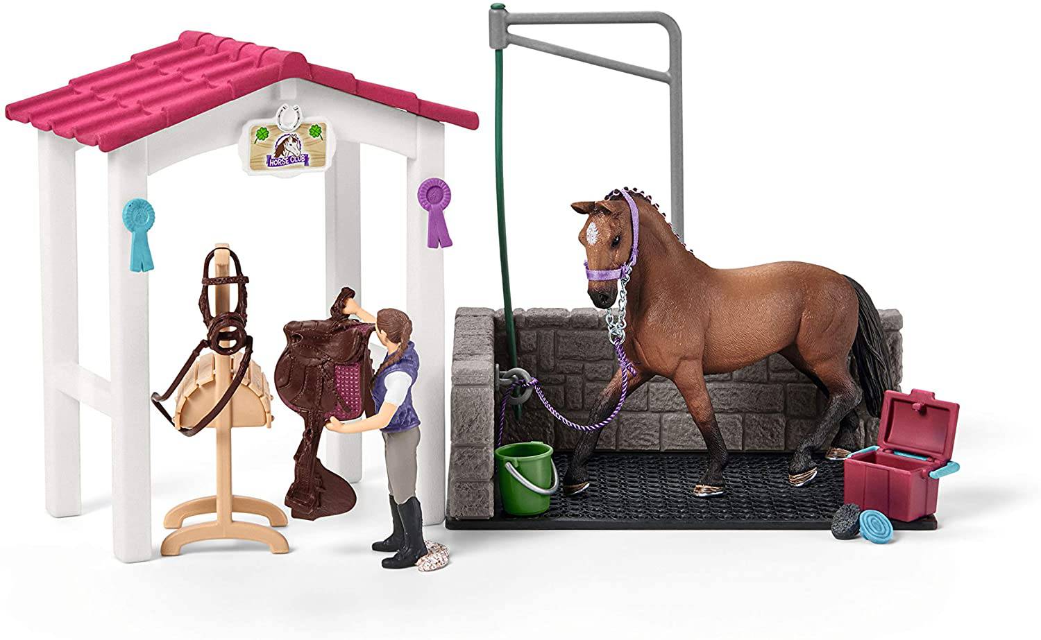 Schleich Wash Area with Horse Stall Toy Multicolor Babylove supplies